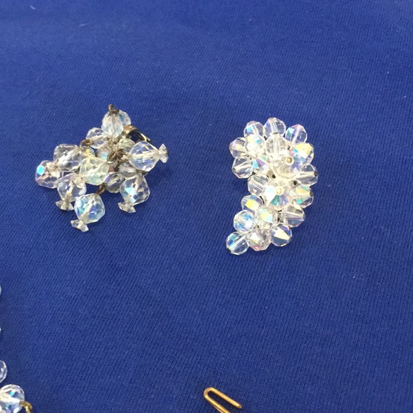 Antique Crystal 3-string Choker necklace-Earrings - Picture 5 of 5